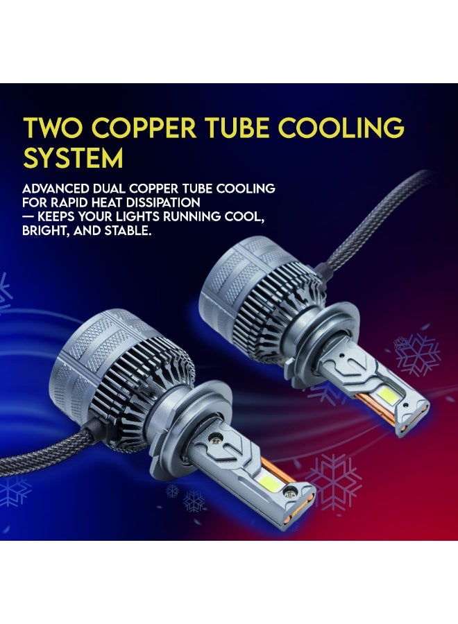 طقم لمبات ليد أمامية A70 عالية القوة 360 درجة (قطعتين) – H7 | 130 واط | شعاع أحادي | 6000 كلفن مع درايفر | ضمان دولي لمدة 6 أشهر - Image 3